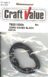 5 Meters of .5mm Black Waxed Cord